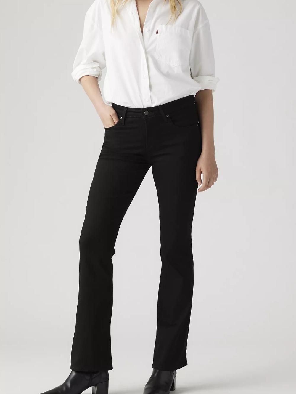 Levi's 725 High Rise Bootcut Black Size 26 Jeans Denim L32 Flared Pants